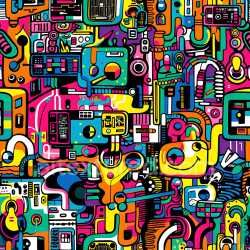 seamless Seamless 3D PBR Graffiti Texture Featuring Bright Abstract Urban Mural texture 8k free download PBR