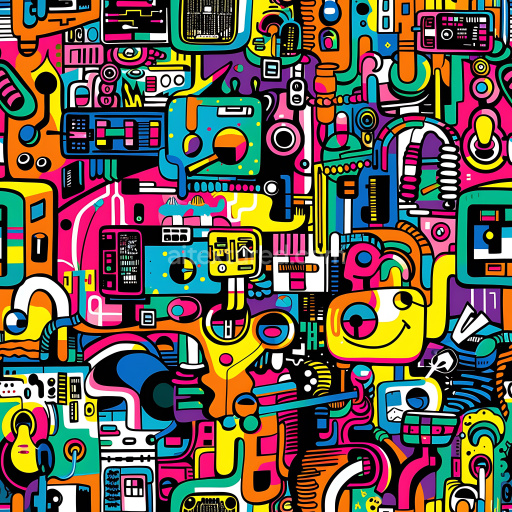 Seamless 3D PBR Graffiti Texture Featuring Bright Abstract Urban Mural