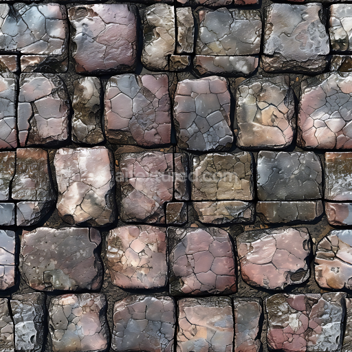 Preview — Seamless 3D Weathered Stone Cobblestone PBR Texture with Cracked Surfaces and Earthy Tones