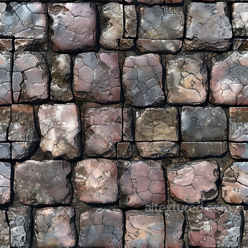 Weathered Stone Cobblestone PBR Texture with Cracked Surfaces and Earthy Tones seamless Stone PBR texture