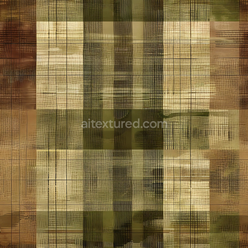 Seamless 3D PBR Plaid Fabric Texture with Olive Green and Beige Tones