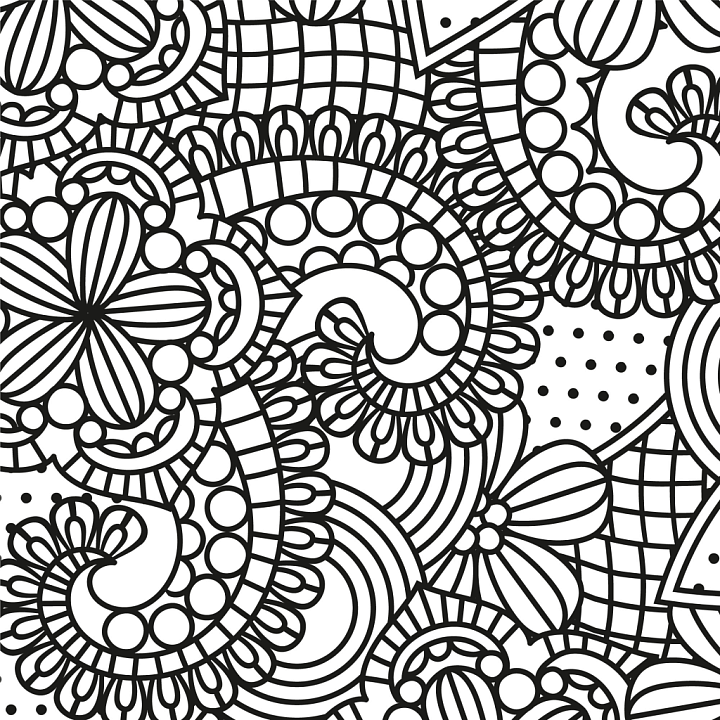 with Black and White Floral Doodle Pattern seamless PBR texture preview