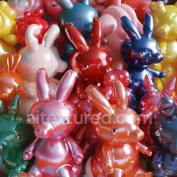 seamless Seamless 3D Inflated Vinyl Bunny Figures PBR Texture in Glossy Multicolor texture 8k free download PBR