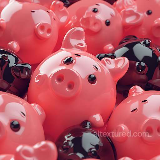Inflated Glossy Piggy Vinyl PBR Texture in Pink and Black seamless Inflated PBR texture