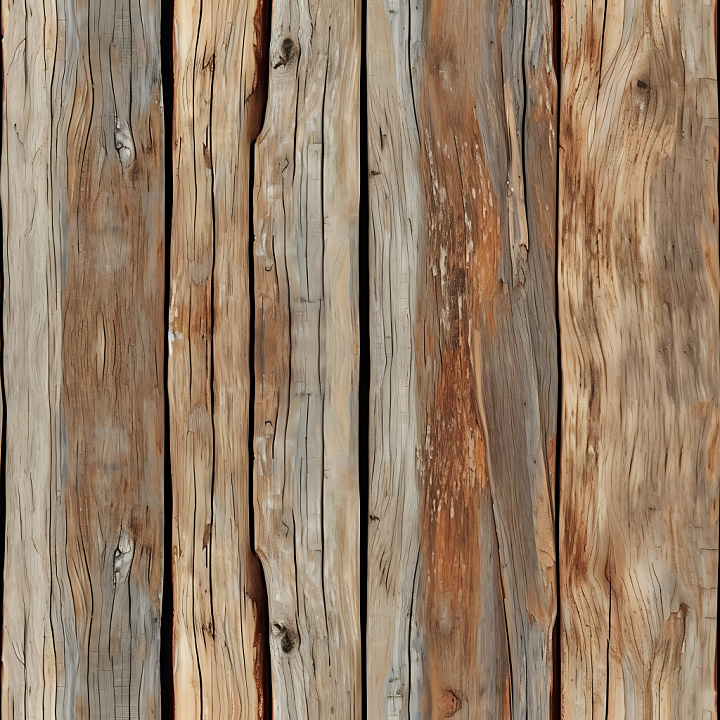 Weathered Rustic Wood Planks with Cracks and Knots seamless PBR texture preview