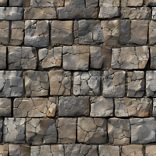 Seamless 3D Weathered Stone Brick Wall PBR Texture with Cracks and Rough Surfaces