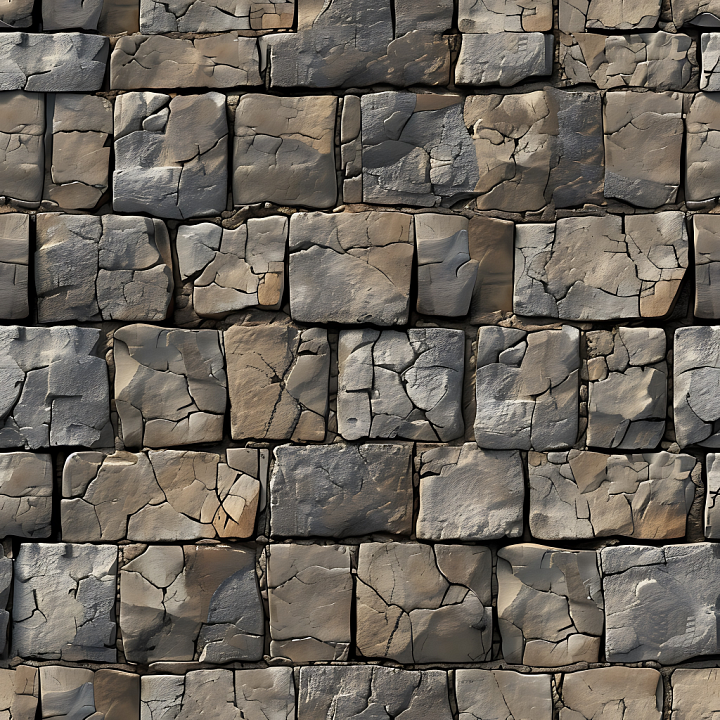 Weathered Stone Brick Wall with Cracks and Rough Surfaces seamless PBR texture preview