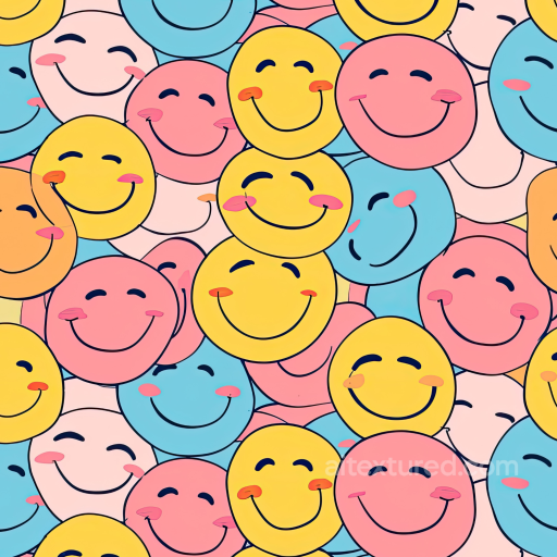 with Colorful Happy Face Emoji Pattern seamless Happy Face pattern PBR texture