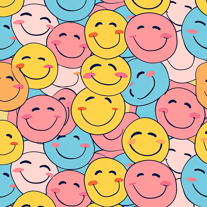 with Colorful Happy Face Emoji Pattern seamless PBR texture preview