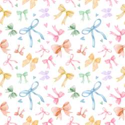 Pattern Bundle - Seamless 3D Pattern PBR Texture with Pastel Watercolor Bows and Hearts Motifs texture preview