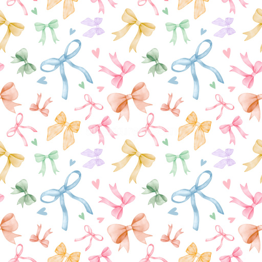 Pattern Bundle - Seamless 3D Pattern PBR Texture with Pastel Watercolor Bows and Hearts Motifs texture preview