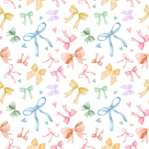 Pattern PBR Texture with Pastel Watercolor Bows and Hearts Motifs seamless Pattern Bundle PBR texture