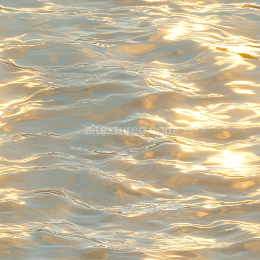 Seamless 3D Water PBR Texture with Soft Golden Hour Reflections and Smooth Waves