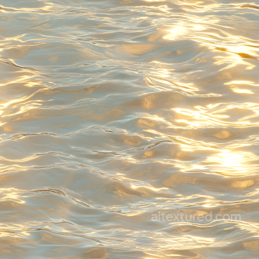 Water PBR Texture with Soft Golden Hour Reflections and Smooth Waves seamless Water PBR texture
