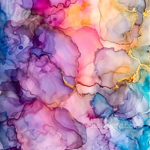 Alcohol Ink PBR Texture with Violet and Pink Fluid Swirls seamless Alcohol ink PBR texture