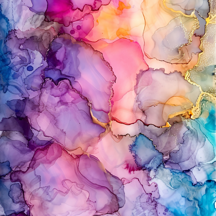 Alcohol Ink with Violet and Pink Fluid Swirls seamless PBR texture preview
