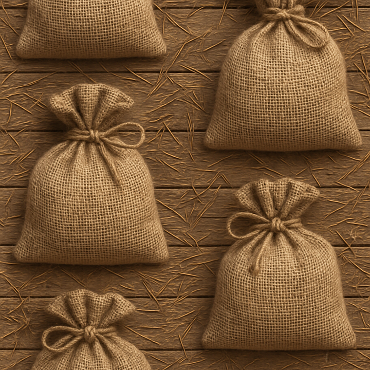Burlap Sack With Twine String Holiday seamless PBR texture preview