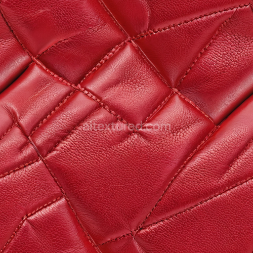 Seamless 3D Quilted Red Pebbled Leather PBR Texture with Detailed Stitching