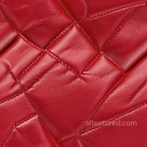 Quilted Red Pebbled Leather PBR Texture with Detailed Stitching seamless Leather PBR texture