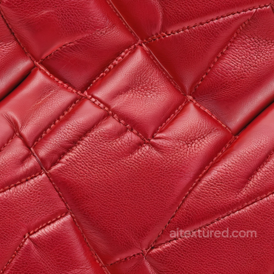 Quilted Red Pebbled Leather PBR Texture with Detailed Stitching Leather texture preview