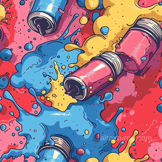 Graffiti Texture with Colorful Spray Paint Cans and Splashes Graffiti texture preview