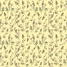 Seamless 3D Pattern PBR Texture Featuring Delicate Wild Flower Motifs on Soft Yellow texture preview