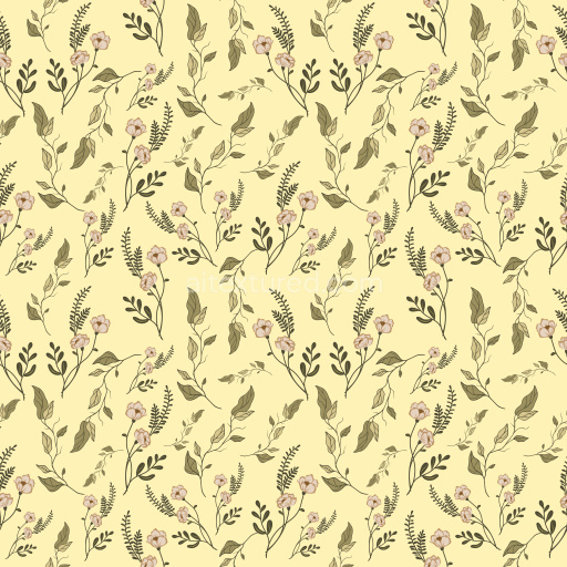 Pattern Bundle - Seamless 3D Pattern PBR Texture Featuring Delicate Wild Flower Motifs on Soft Yellow texture preview
