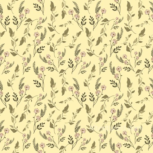 Pattern PBR Texture Featuring Delicate Wild Flower Motifs on Soft Yellow seamless Pattern Bundle PBR texture