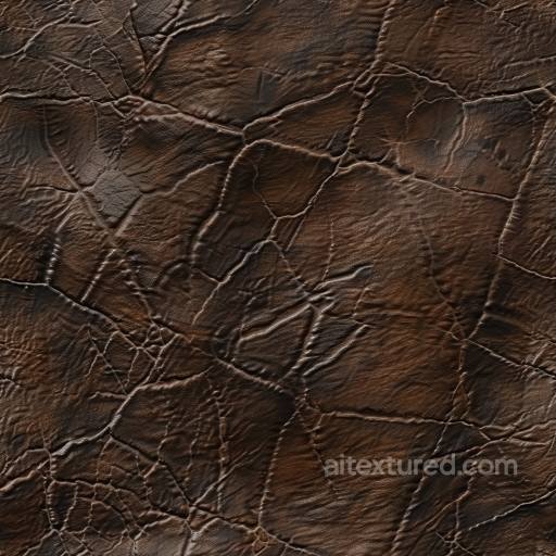 Distressed Brown Leather Texture with Deep Cracks and Fold Details seamless Leather PBR texture