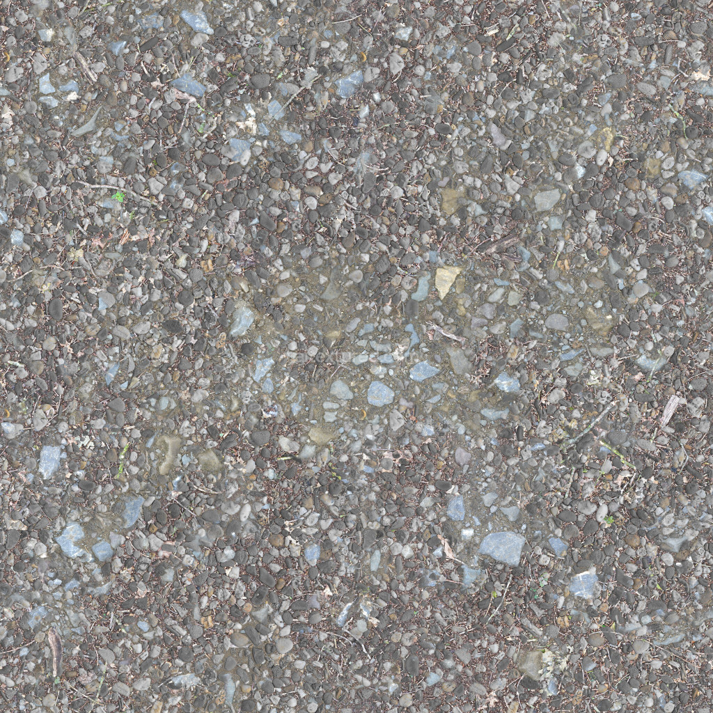 Seamless gravel PBR texture with various stone sizes