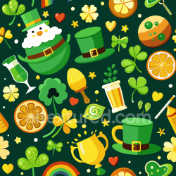 seamless Seamless 3D PBR St Patrick Digital Paper Texture with Festive Icons and Shamrocks texture 8k free download PBR