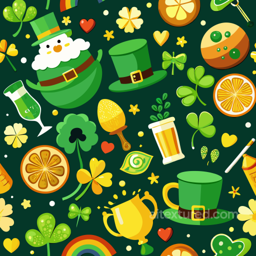 St Patrick Digital Paper Texture with Festive Icons and Shamrocks seamless St patrick digital paper bundle PBR texture