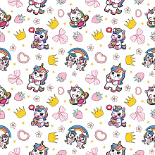 Seamless 3D Pattern PBR Texture Featuring Cute Cartoon Unicorns & Playful Motifs texture preview