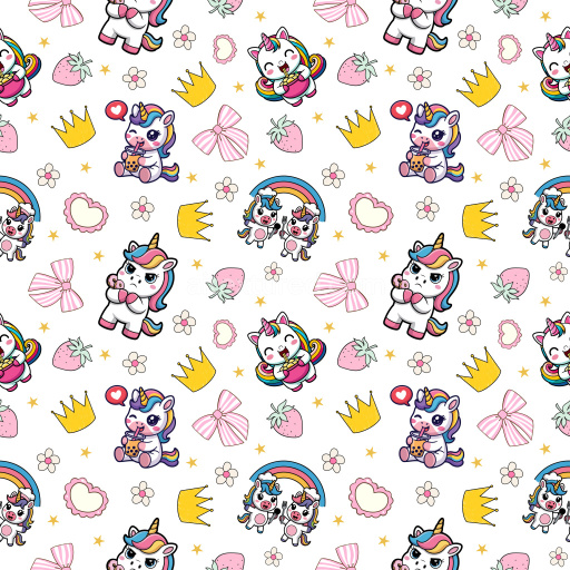 Pattern Bundle - Seamless 3D Pattern PBR Texture Featuring Cute Cartoon Unicorns & Playful Motifs texture preview