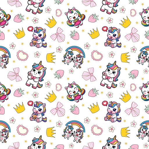 Pattern PBR Texture Featuring Cute Cartoon Unicorns & Playful Motifs seamless Pattern Bundle PBR texture