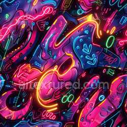 seamless Seamless 3D PBR Texture of Vibrant Neon Graffiti with Abstract Street Art texture 8k free download PBR