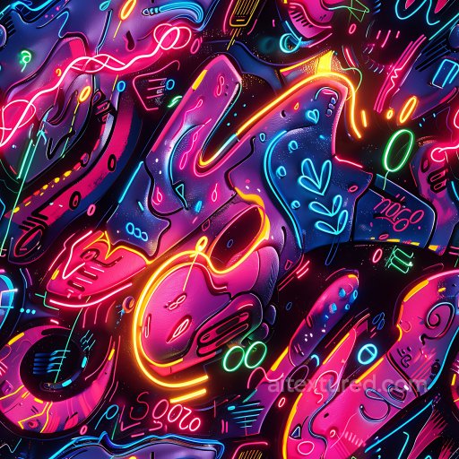 Seamless 3D PBR Texture of Vibrant Neon Graffiti with Abstract Street Art texture preview