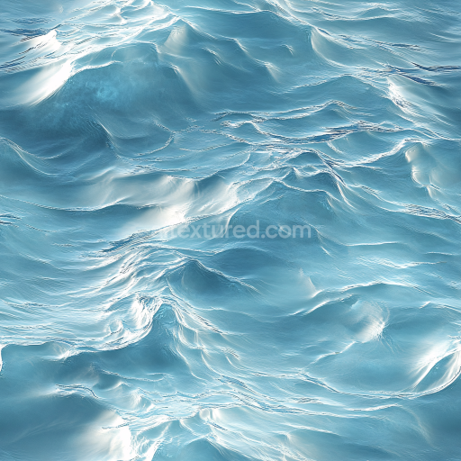 Seamless 3D Water PBR Texture Featuring Realistic Ocean Surface Waves with Soft Highlights