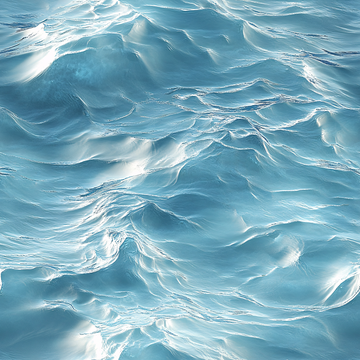 Water Featuring Realistic Ocean Surface Waves with Soft Highlights seamless PBR texture preview