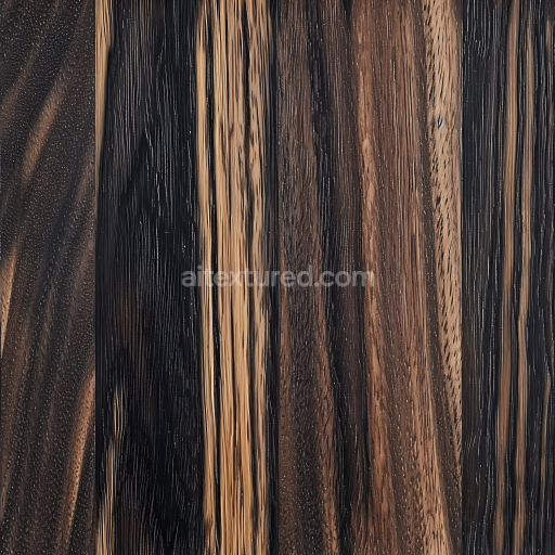 Seamless 3D PBR Dark Striped Wood Planks Texture with Varied Grain Patterns