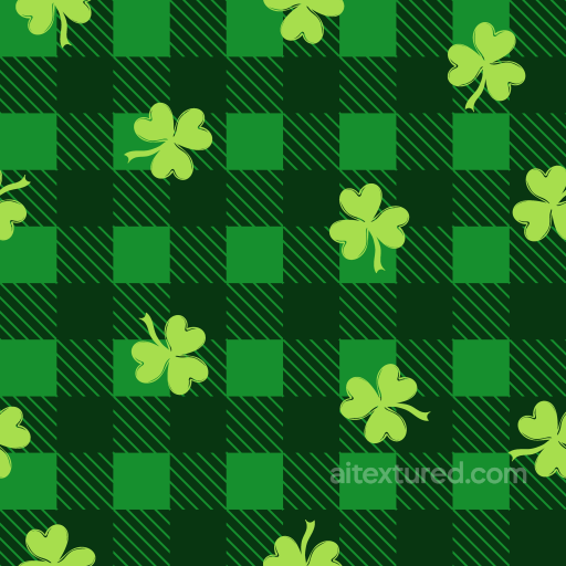 St Patrick Digital Paper Bundle Texture of Green Plaid Fabric with Shamrock Motif seamless St patrick digital paper bundle PBR texture