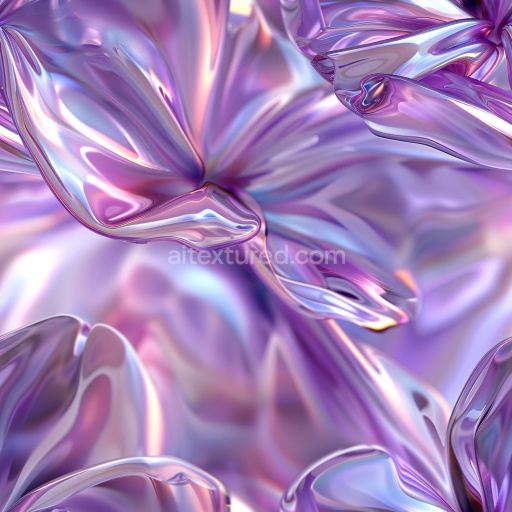Seamless 3D PBR Texture Featuring Glossy Iridescent Purple Folds