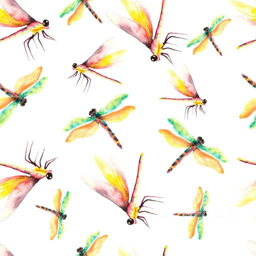 Colorful Watercolor Dragonfly Pattern Seamless Texture seamless Dragonfly PBR texture