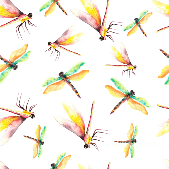 Colorful Watercolor Dragonfly Pattern Seamless Texture Dragonfly texture preview