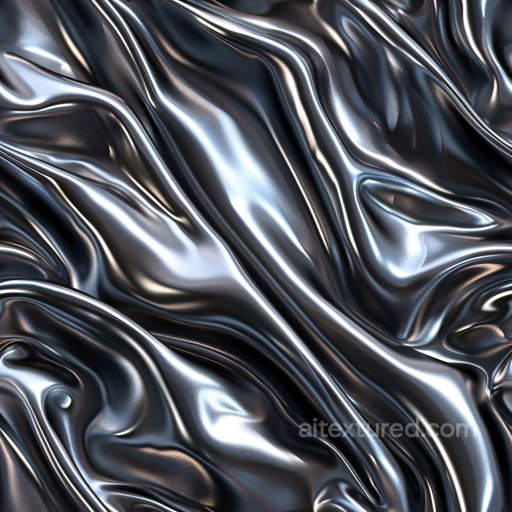 Seamless 3D PBR Texture of Glossy Dark Satin Fabric with Reflective Folds texture preview
