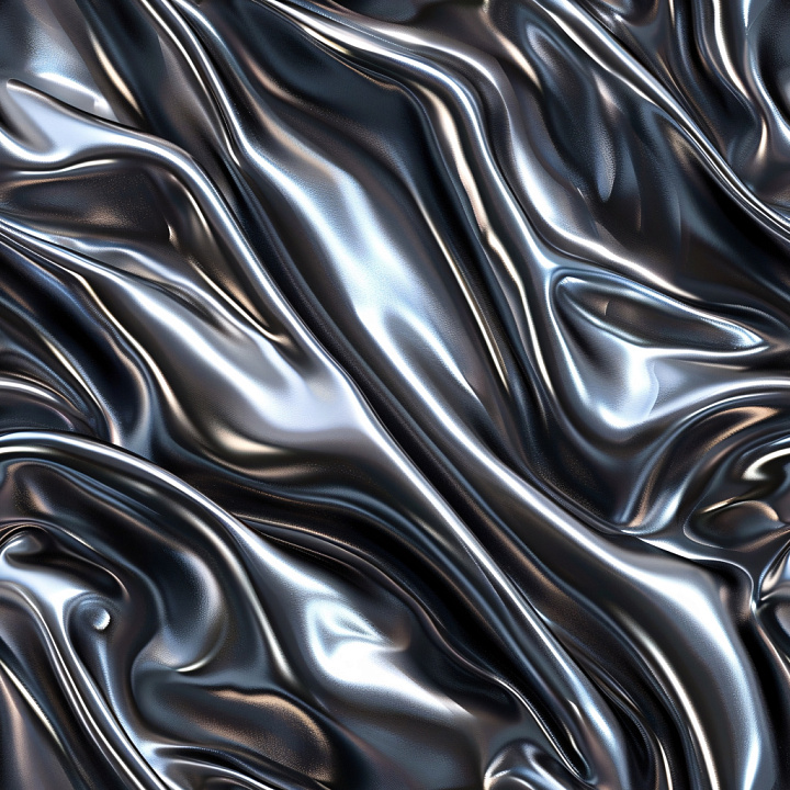 Glossy Dark Satin Fabric with Reflective Folds seamless PBR texture preview