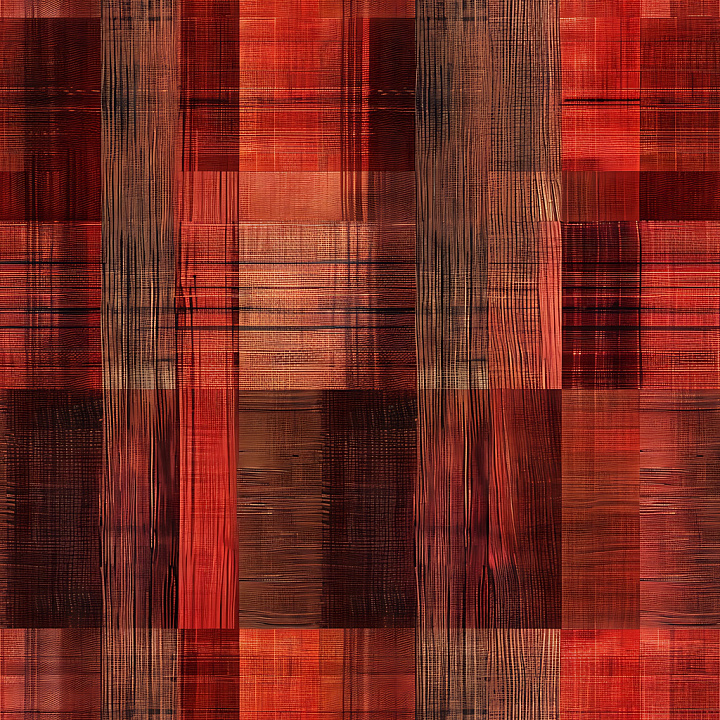 Featuring Red and Brown Plaid with Linear Wood Grain Detail seamless PBR texture preview