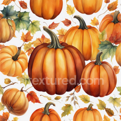 seamless Seamless 3D PBR Watercolor Pumpkin and Autumn Leaves Texture with Hand-Painted Detail texture 8k free download PBR