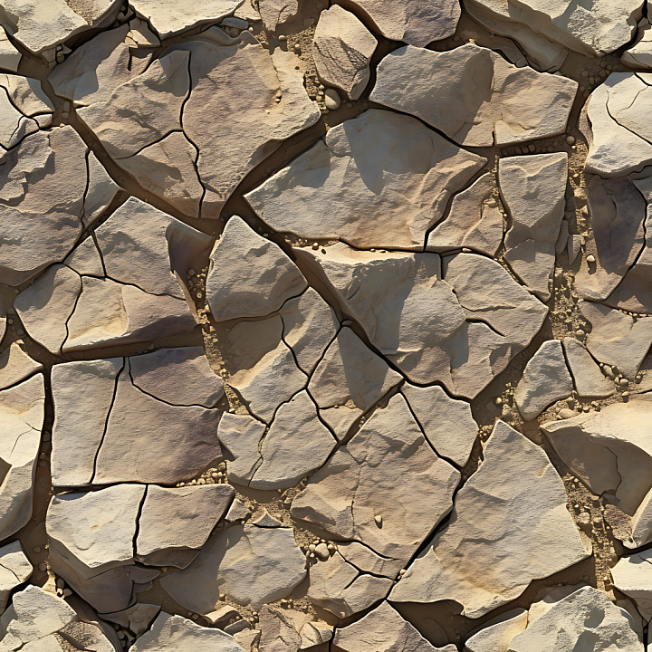 Cracked Stone Ground with Sandy Crevices and Natural Erosion seamless PBR texture preview