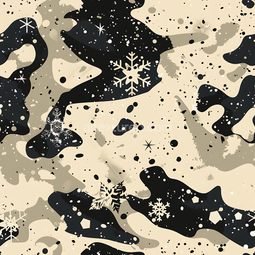 Seamless 3D Winter Snow Camouflage PBR Texture with Snowflake Accents